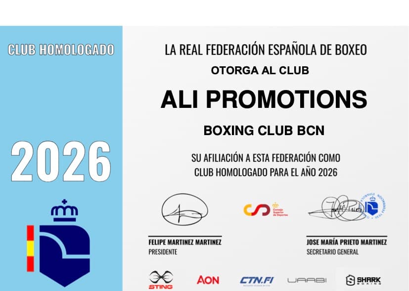 Diploma oficial — Club Homologado por la Real Federación Española de Boxeo 2026